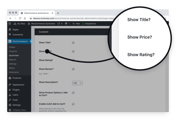 Easily customize the WooCommerce Quickview