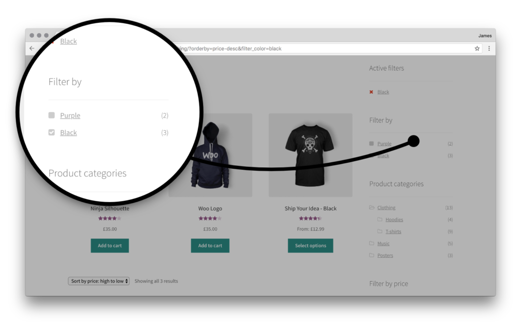 filter by woocommerce