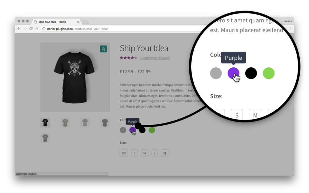 color and text swatches woocommerce