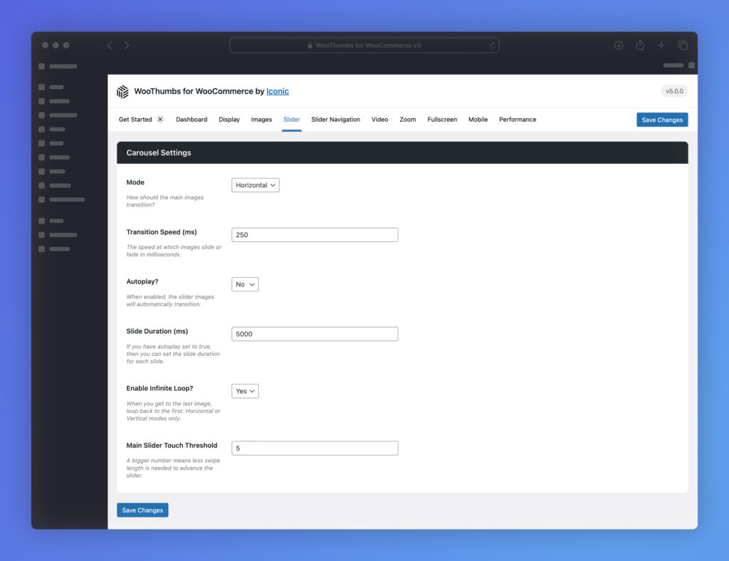 woothumbs slider settings
