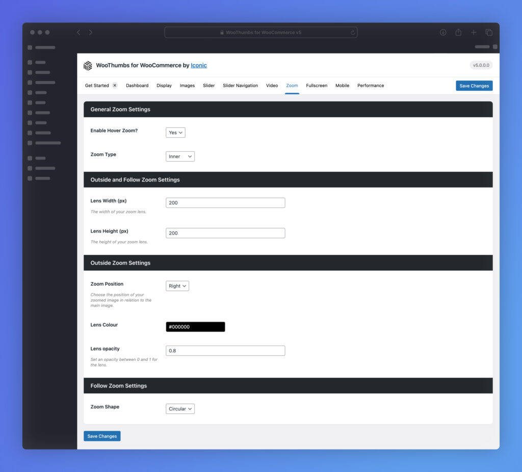 woothumbs zoom settings