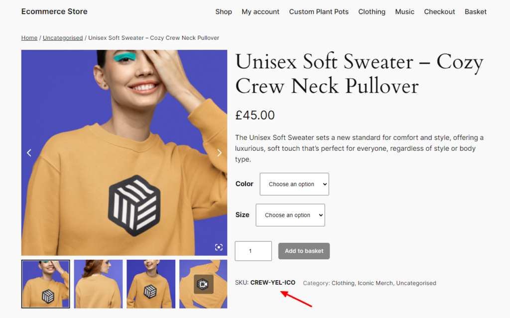 iconic sku on product page