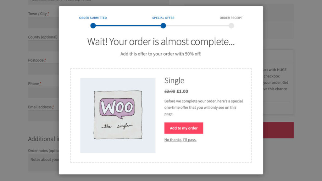 WooCommerce One Click Upsell