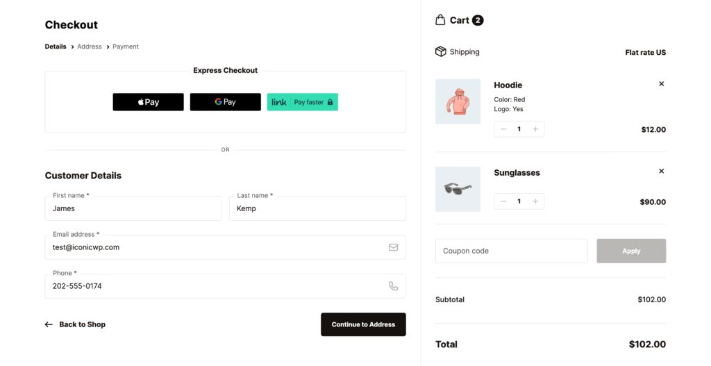 Flux Checkout for WooCommerce — Customer Details