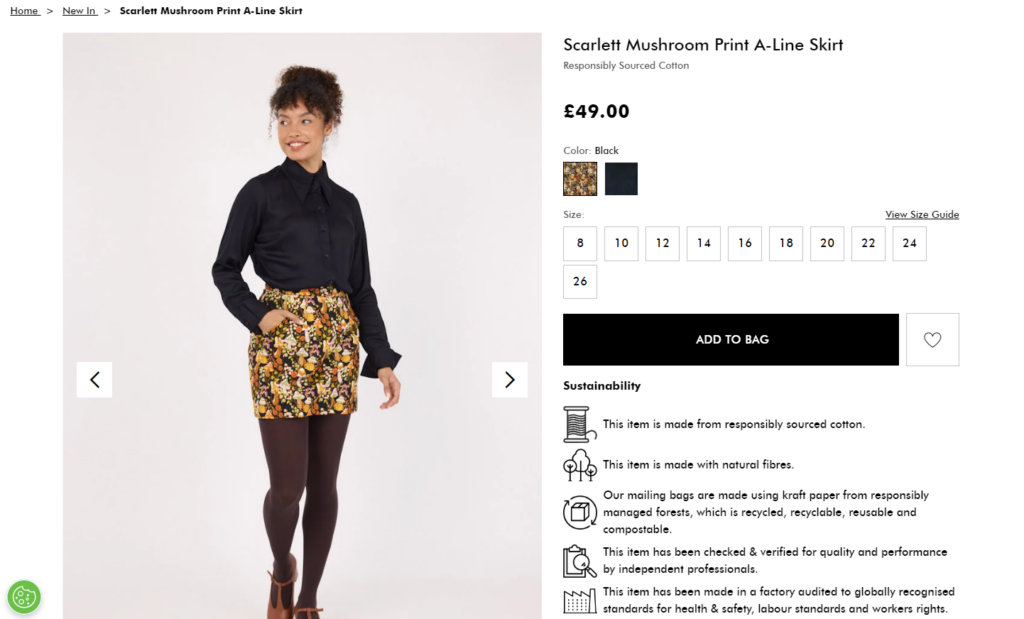 clothing product attributes