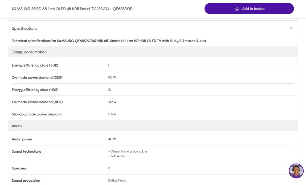 product specifications