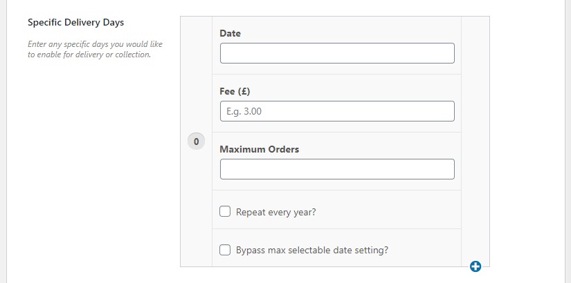 Specific delivery date settings