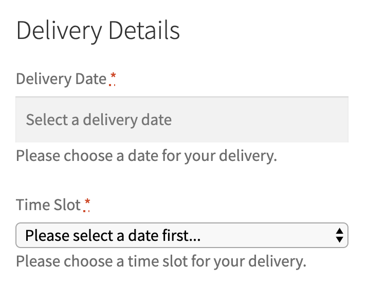 Standard delivery slot messaging