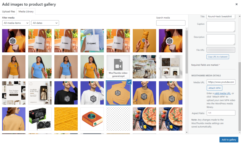 add video url woothumbs