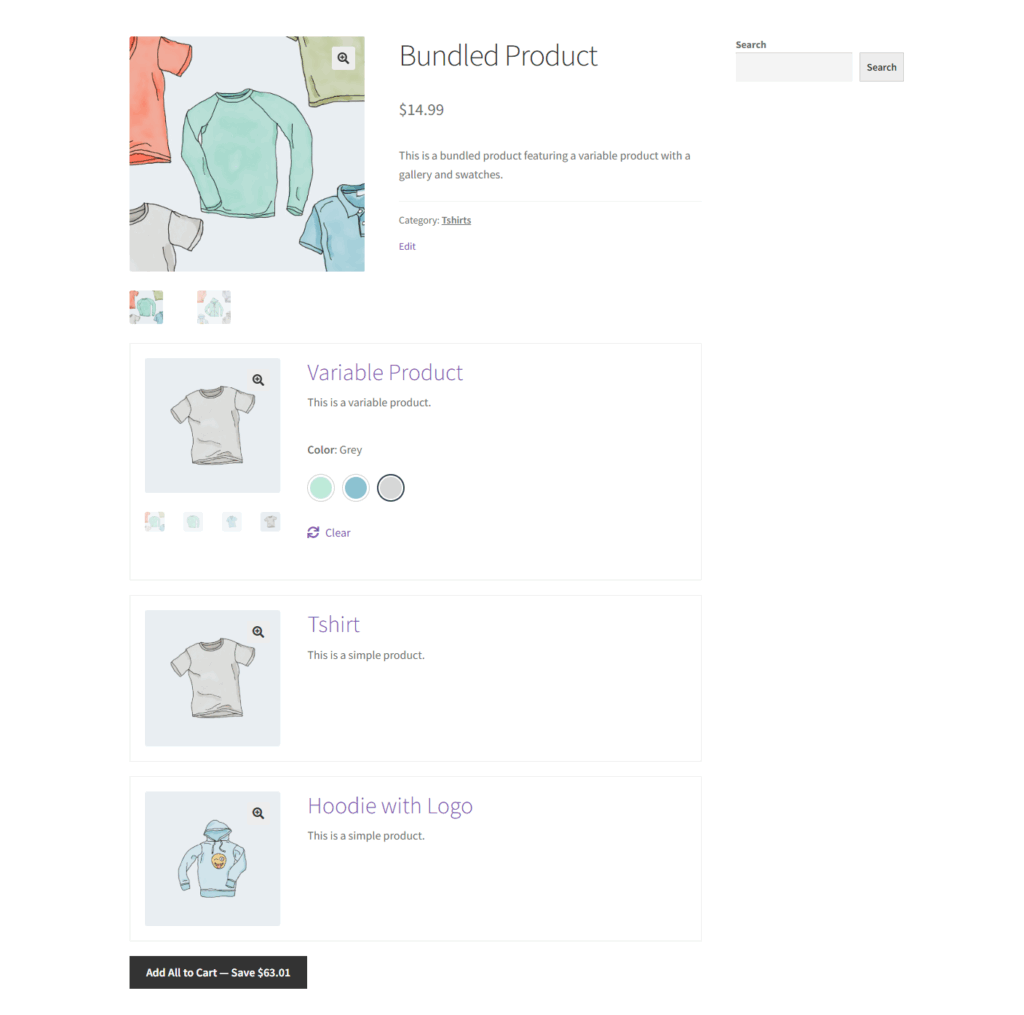 bundled product page gallery images