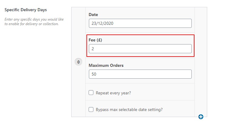 specific delivery date fee