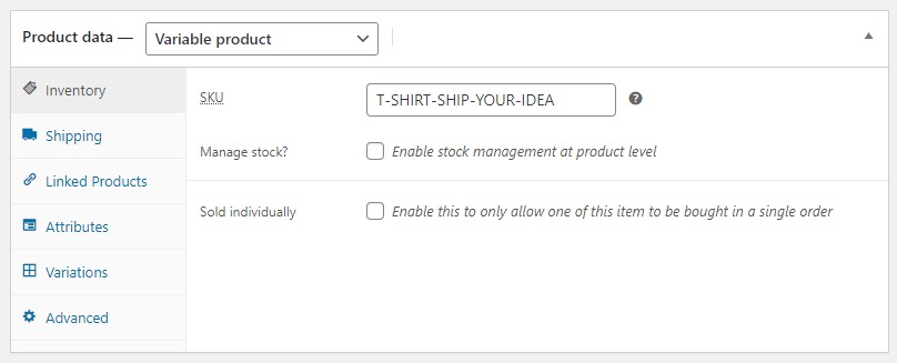 product data section woocommerce