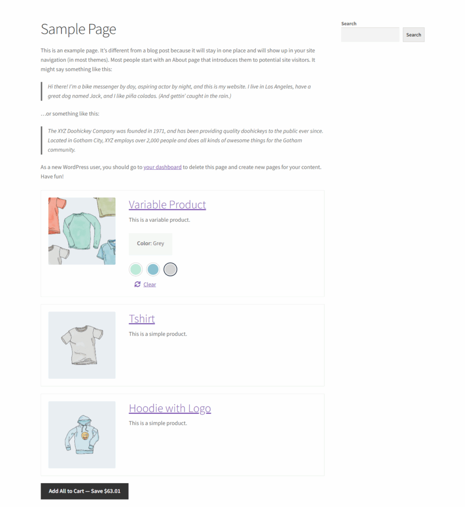bundled product within content