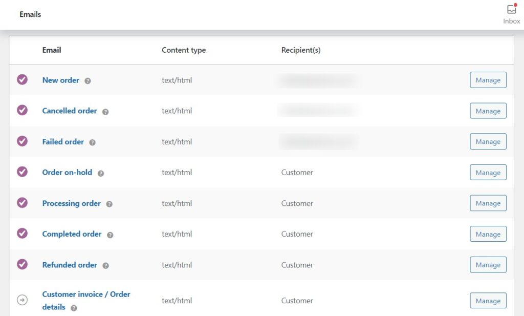 email notifications woocommerce