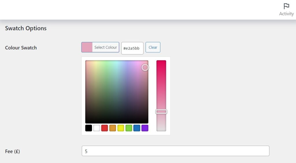 color swatch color picker woocommerce