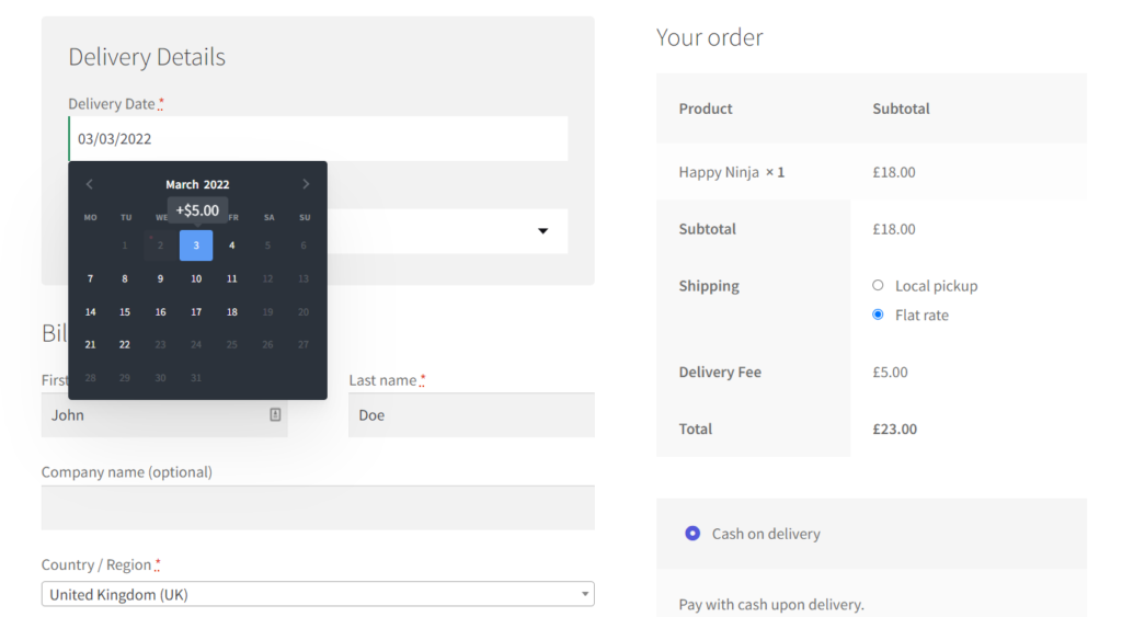 delivery date picker woocommerce