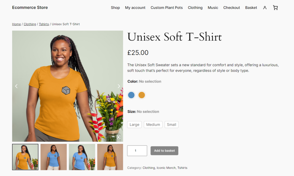 t-shirt WooCommerce variation swatches