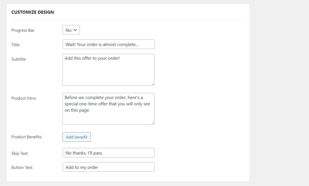 customize woocommerce one click upsell