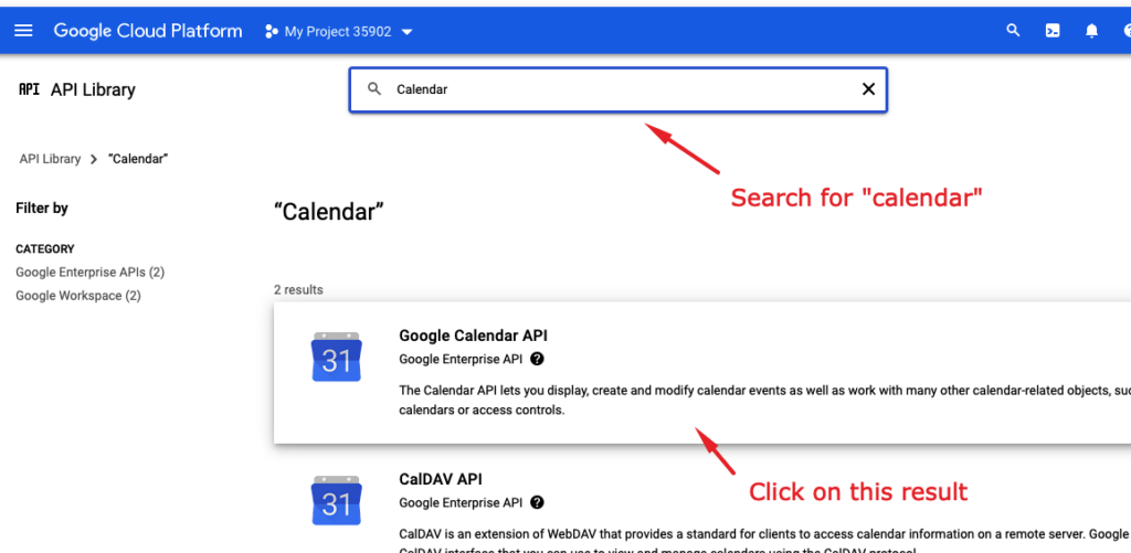 create google API calendar
