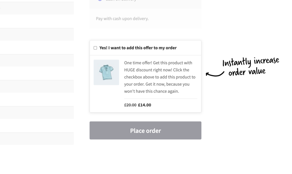 order bump at checkout woocommerce