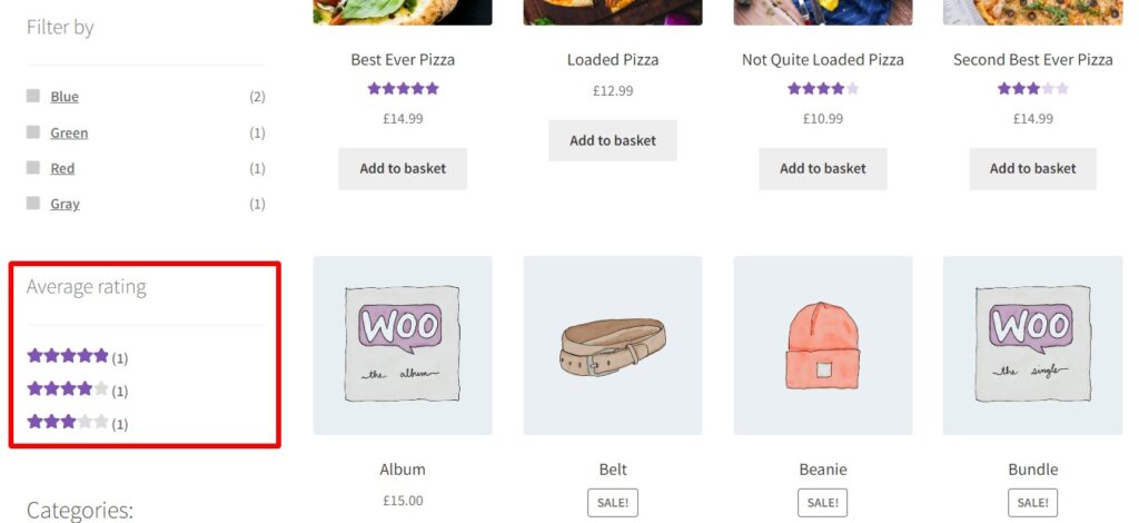 filter by rating woocommerce