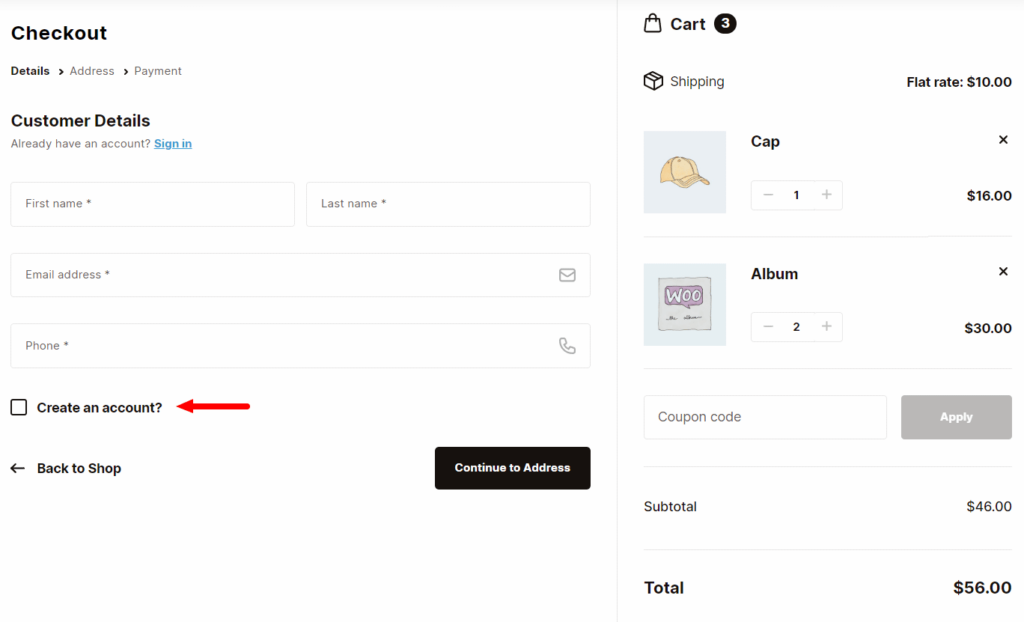 woocommerce guest checkout