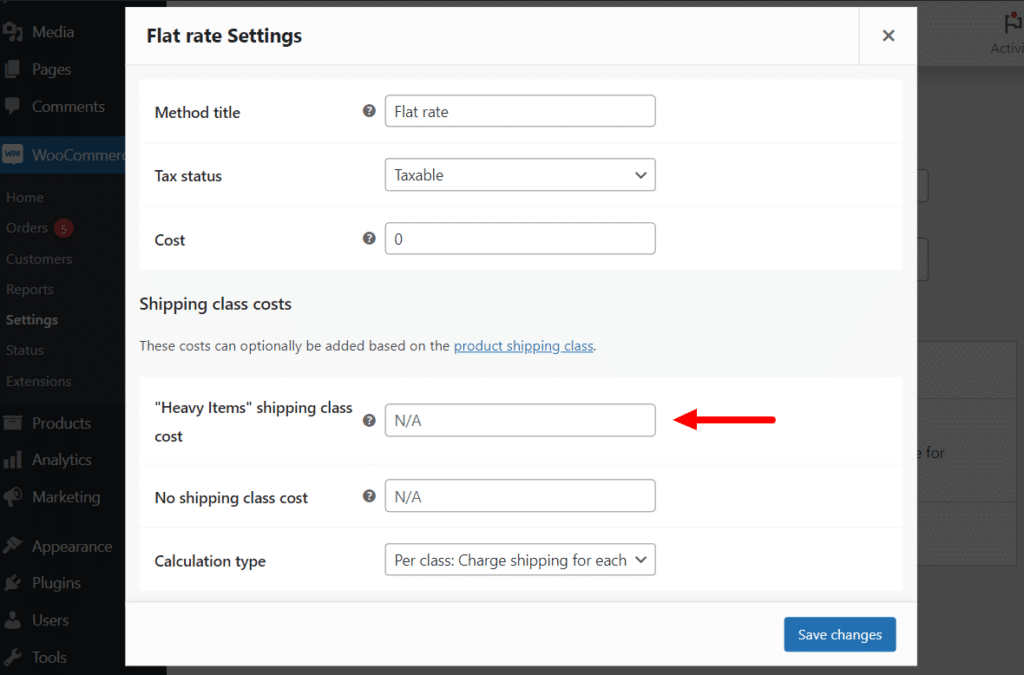 add shipping class to shipping method