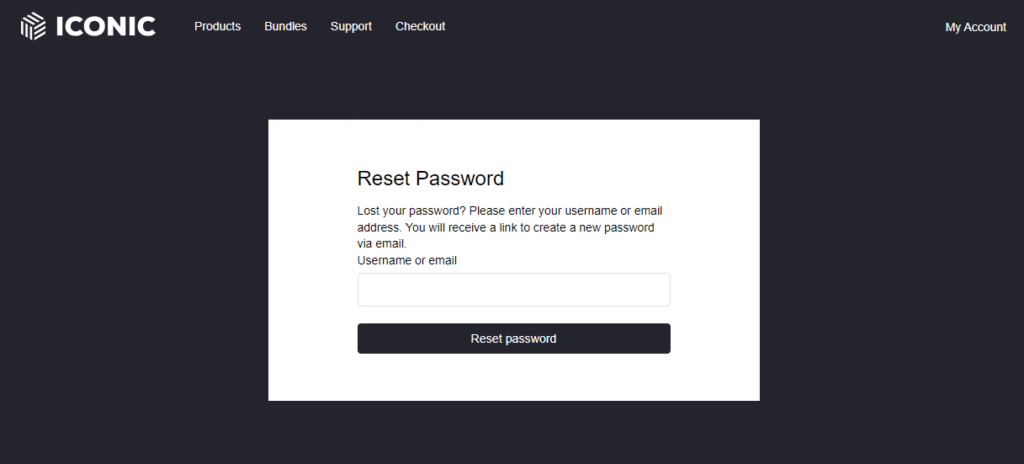 reset password iconic
