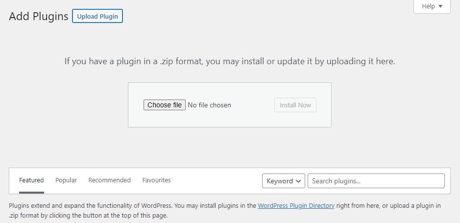 upload plugin choose file wordpress