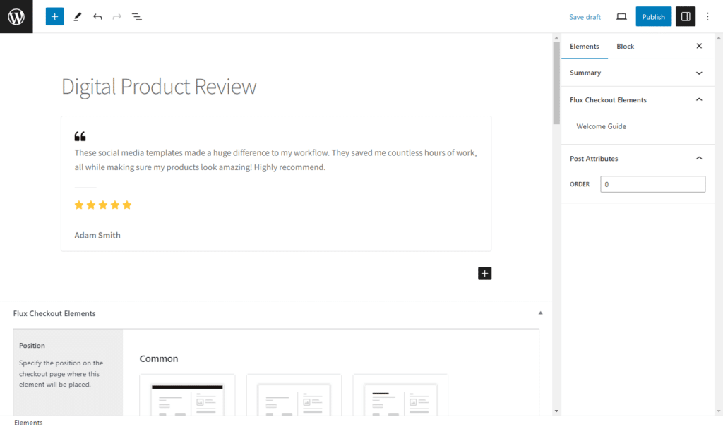 digital product review flux checkout