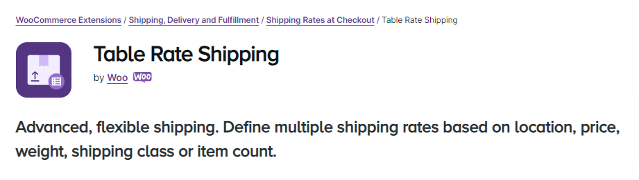 Table Rate Shipping