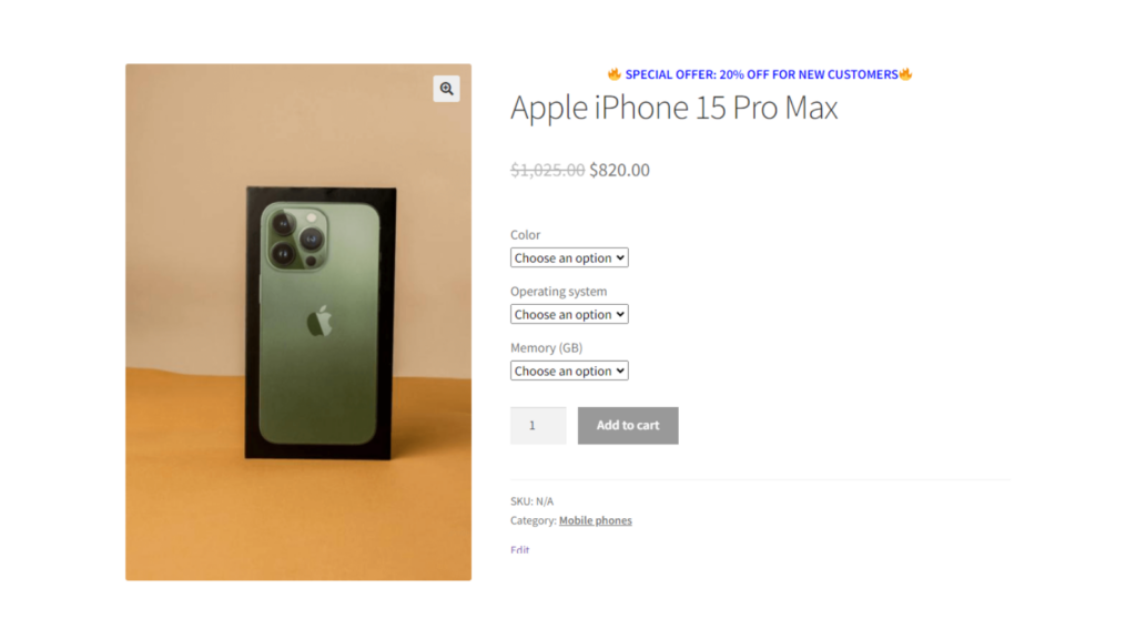 single product page pricing rule