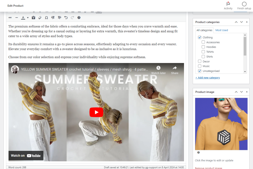 product video in description