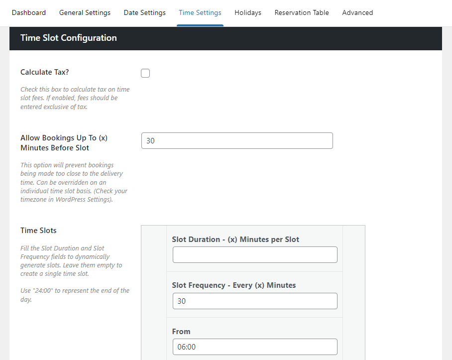woocommerce delivery slots time slots