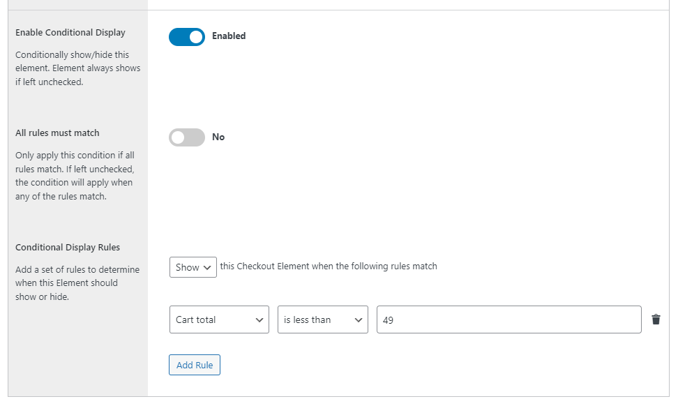 conditional cross sell at checkout flux