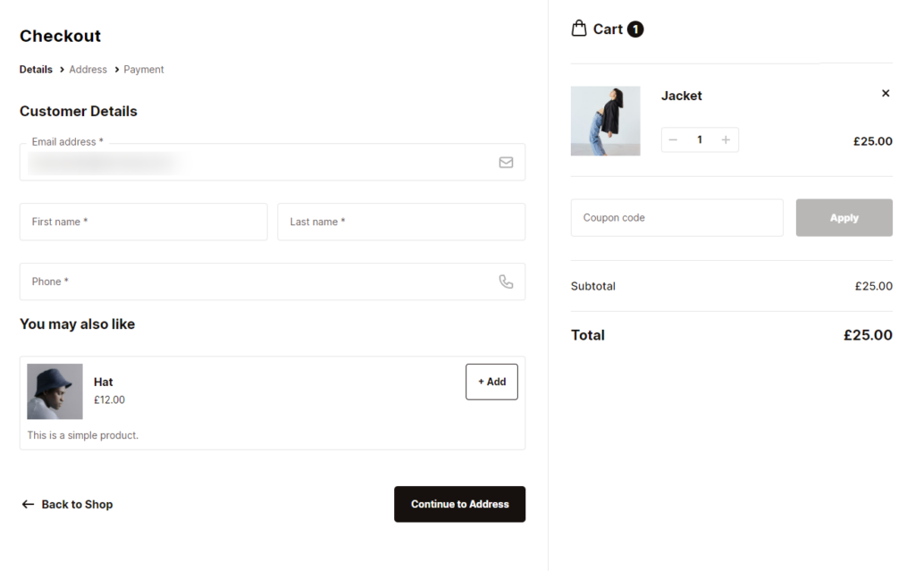 flux checkout cross sell at checkout