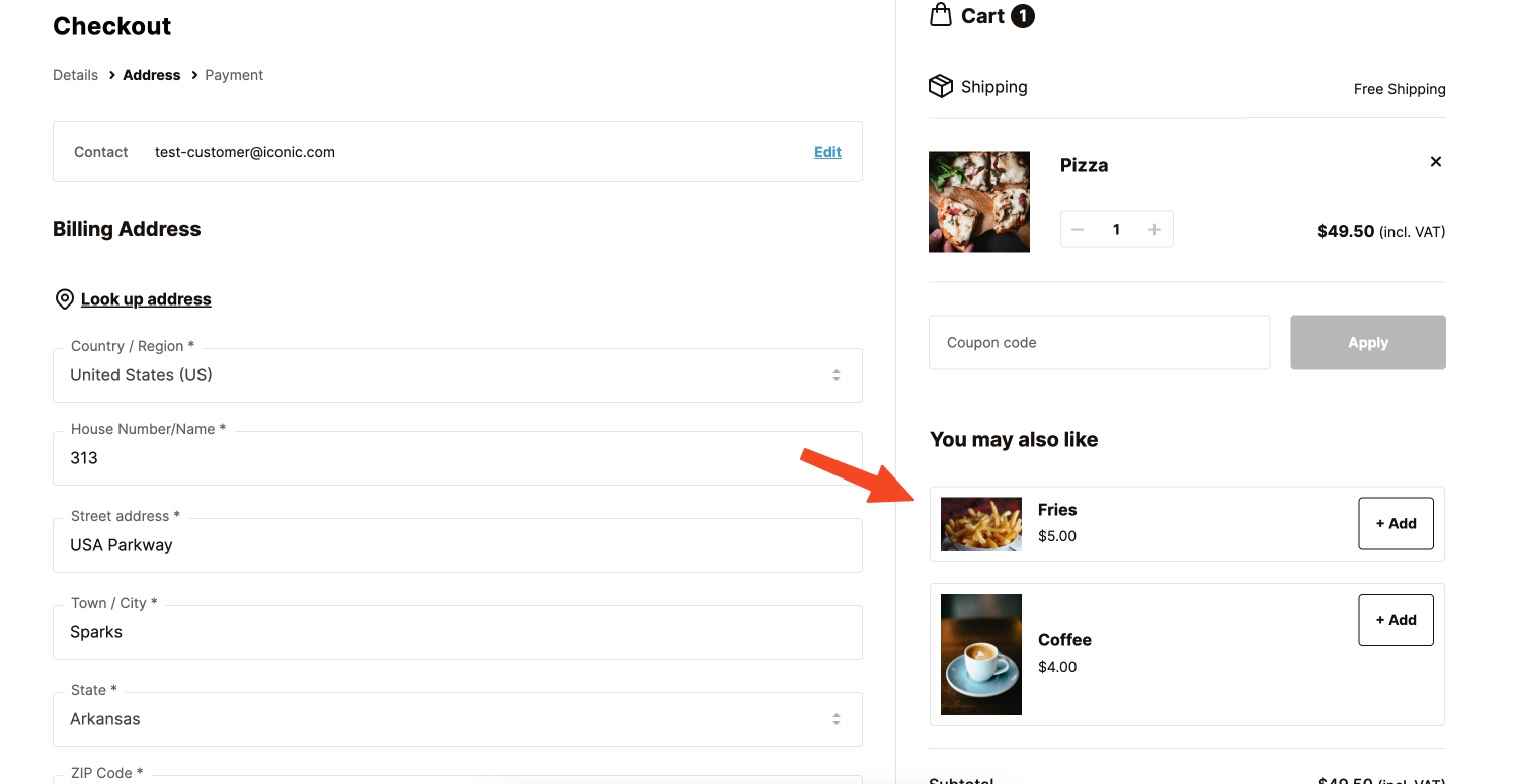 Flux checkout cross-sell demo