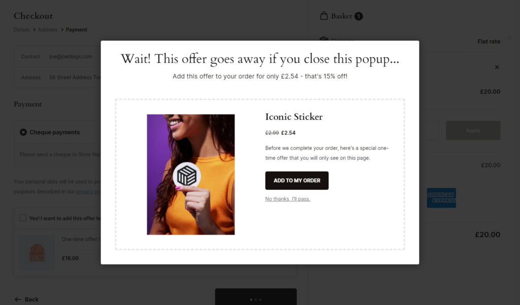 one click upsell offer iconic sales booster