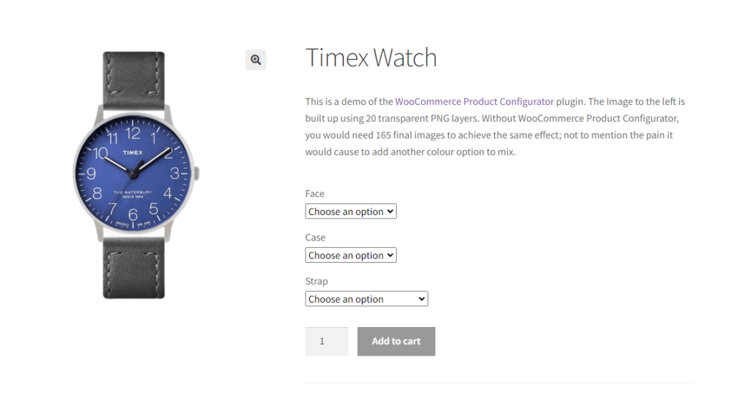 optional background image product configurator front end