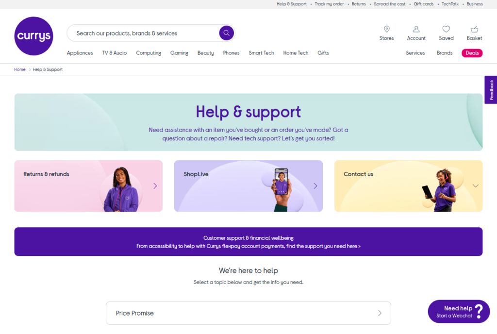currys ecommerce customer service