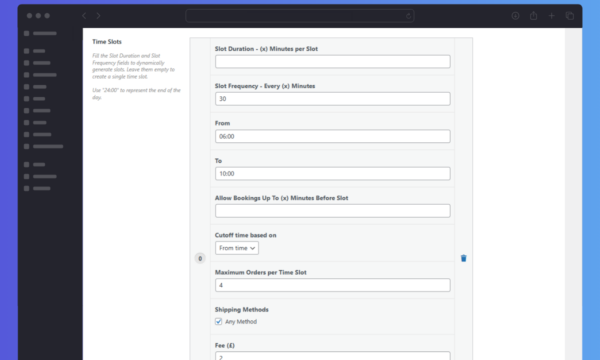 Delivery Slots Add Time Slots
