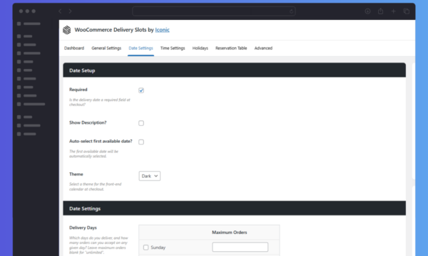 Delivery Slots Date Settings