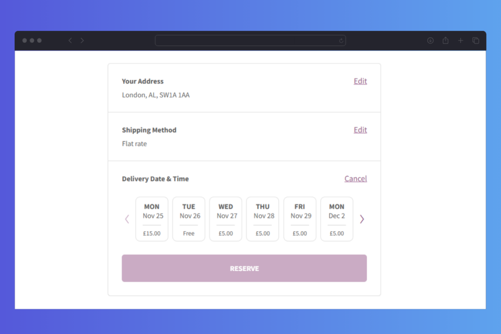 Delivery Slots Reservation Table