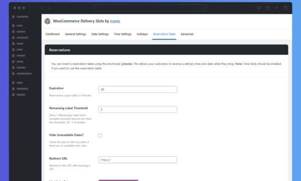 Delivery Slots Reservation Table