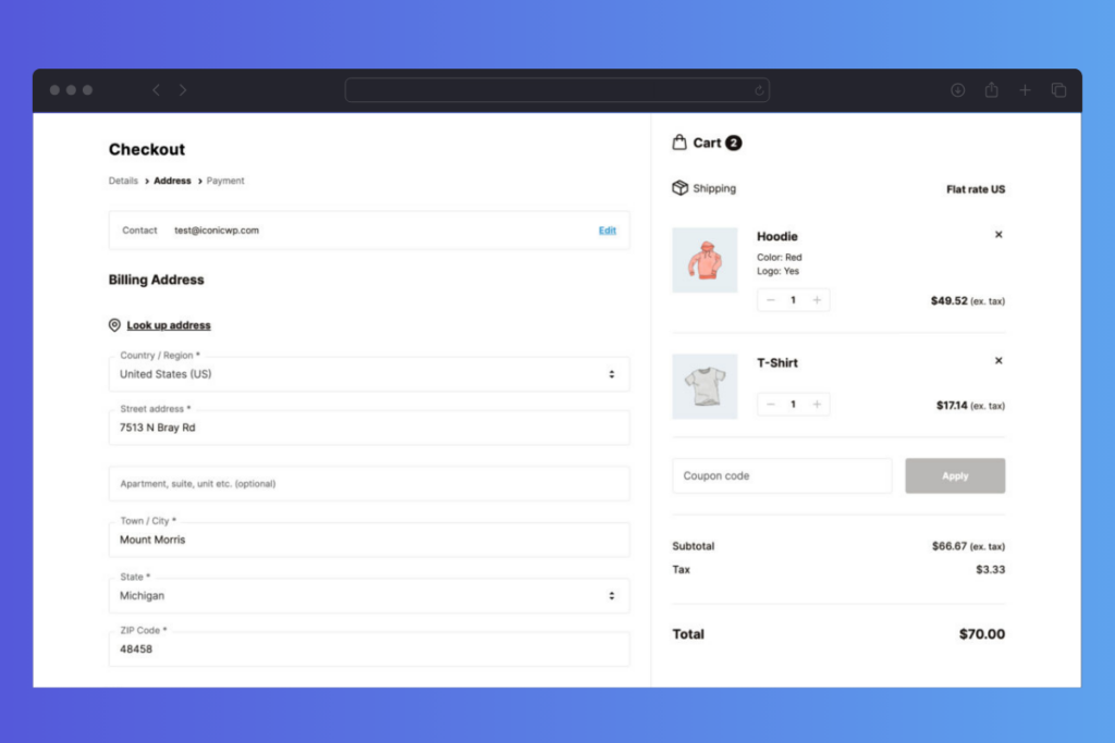Flux Checkout for WooCommerce Entered Address