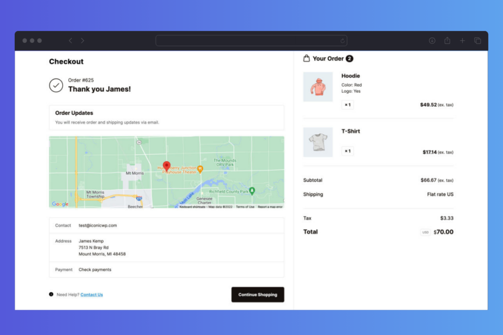 Flux Checkout for WooCommerce Thank You Page