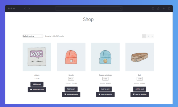 Wishlists for WooCommerce Shop Page