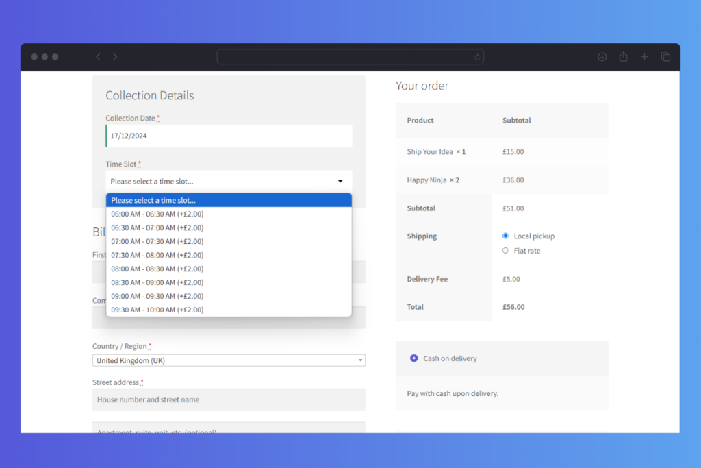 WooCommerce Delivery Slots Time Slot at Checkout