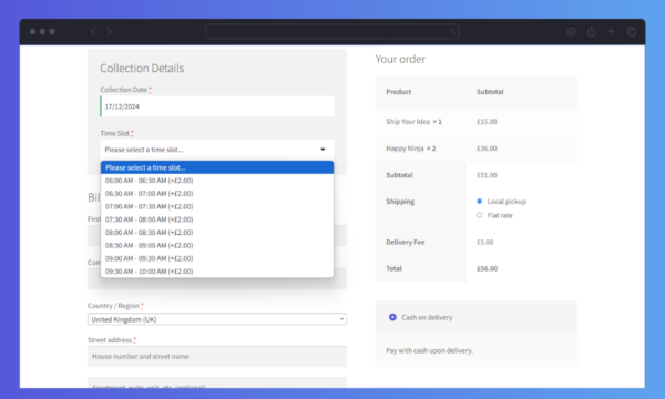 WooCommerce Delivery Slots Time Slot at Checkout