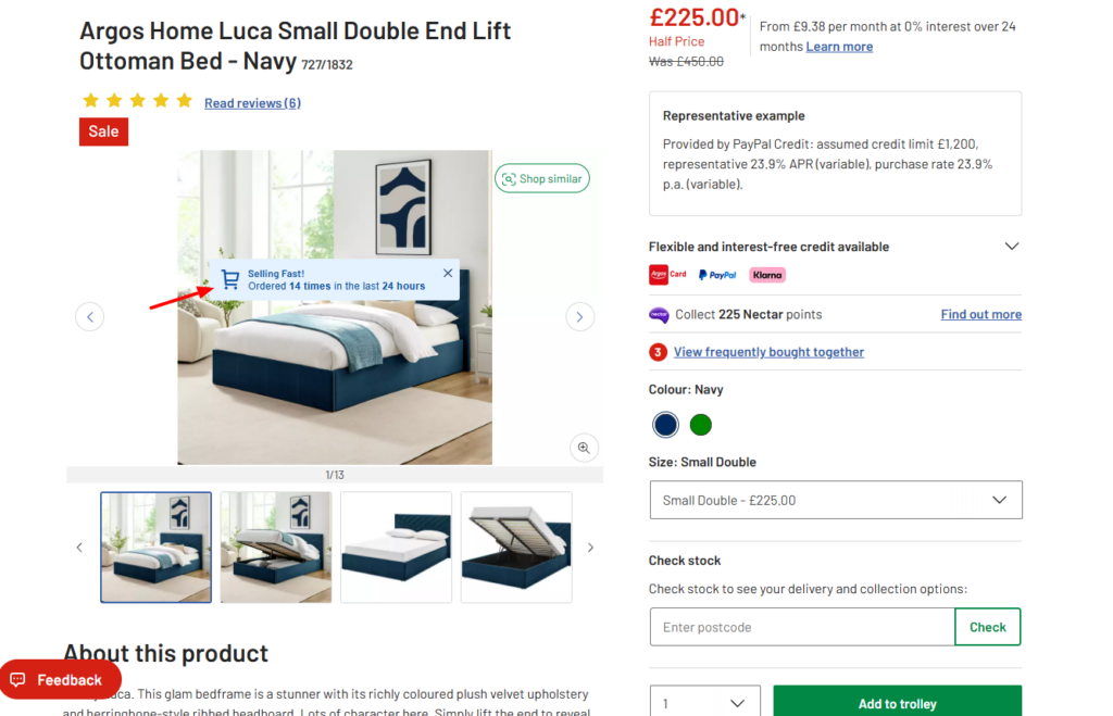 fomo order popup argos